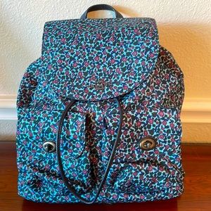 Coach Fabric & Leather Navy Floral Backpack w/ Gunmetal Hardware NWOT